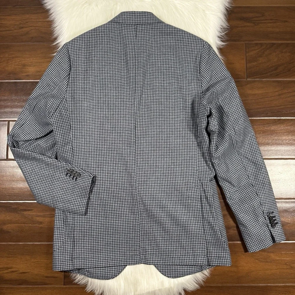 Cremieux Moon Fabric Houndstooth Blazer Jacket Mens Size XL Wool Cotton Cashmere